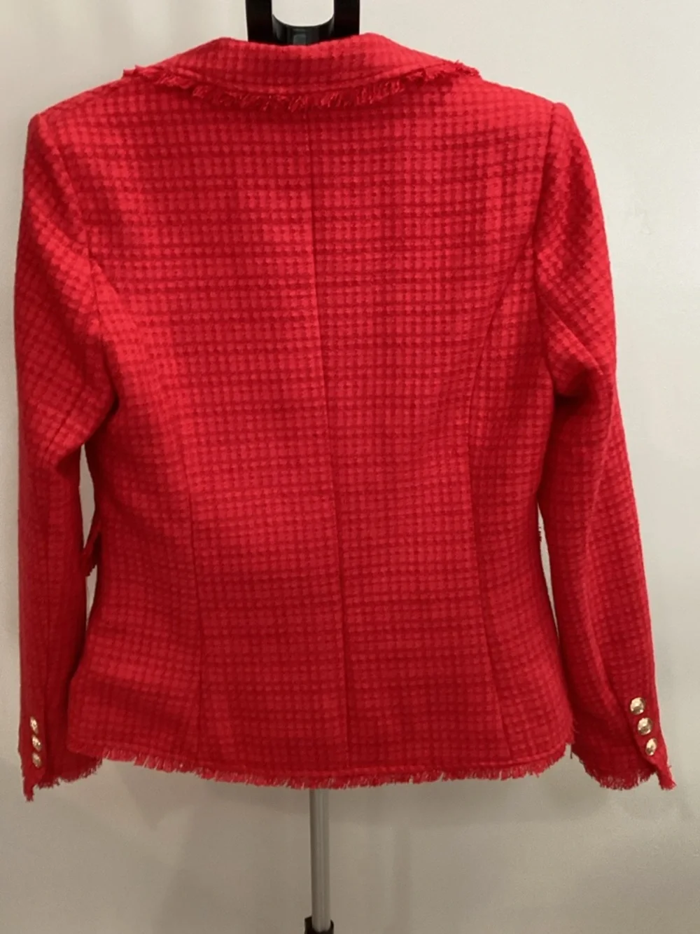 Fate Bright Red Tweed Fringed Blazer - Picture 2 of 2